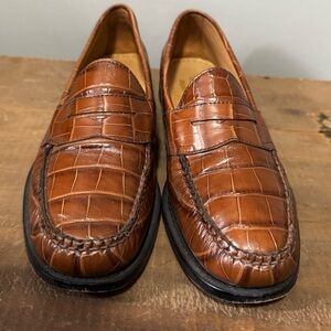 G.H. Bass & Co. Cognac Croc-Embossed Leather Penny Loafers - Men